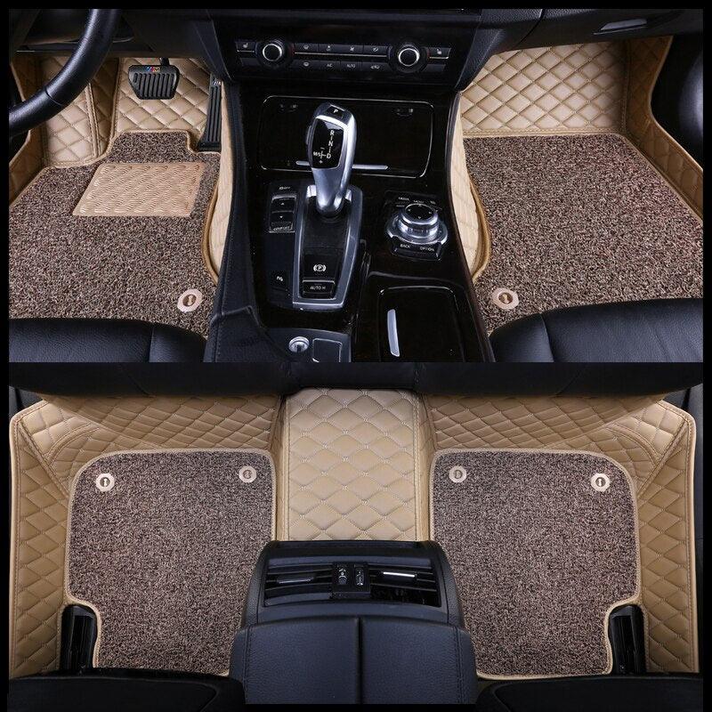 Custom Made Car Floor Mat For Over 98% Cars ECO Diomand Leather with Carpet Full Set 5 Seats Left and Right Hand Drive - KinglyDay