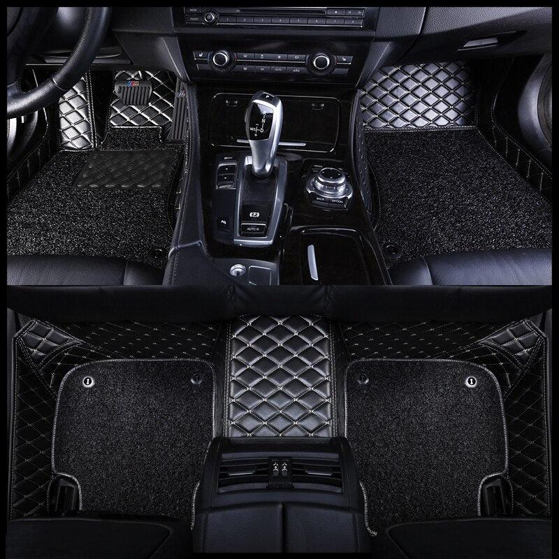 Custom Made Car Floor Mat For Over 98% Cars ECO Diomand Leather with Carpet Full Set 5 Seats Left and Right Hand Drive - KinglyDay