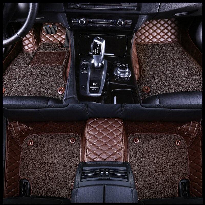 Custom Made Car Floor Mat For Over 98% Cars ECO Diomand Leather with Carpet Full Set 5 Seats Left and Right Hand Drive - KinglyDay