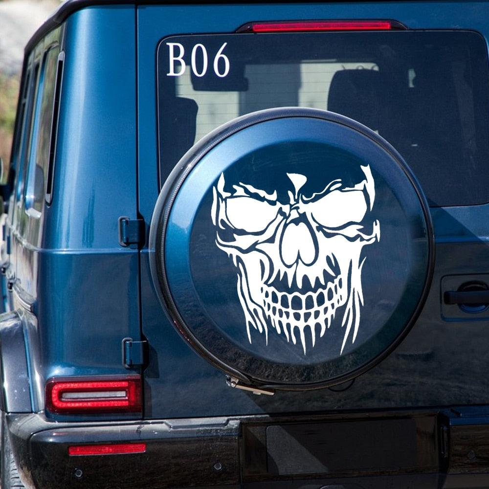 1Pc Skull Decal Horrific Skeleton Vinyl Car Hood Window Stickers Vehicle Styling Removable Waterproof Sticker Reflective - KinglyDay