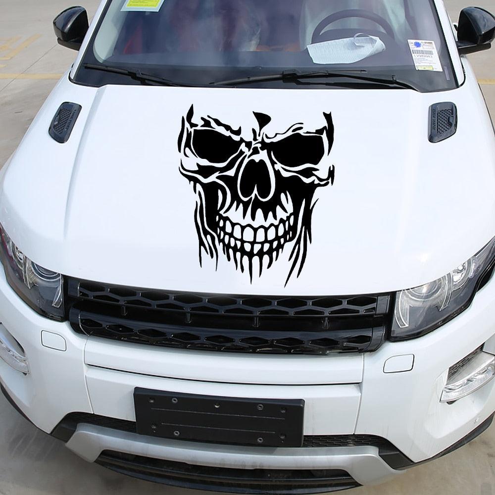 1Pc Skull Decal Horrific Skeleton Vinyl Car Hood Window Stickers Vehicle Styling Removable Waterproof Sticker Reflective - KinglyDay