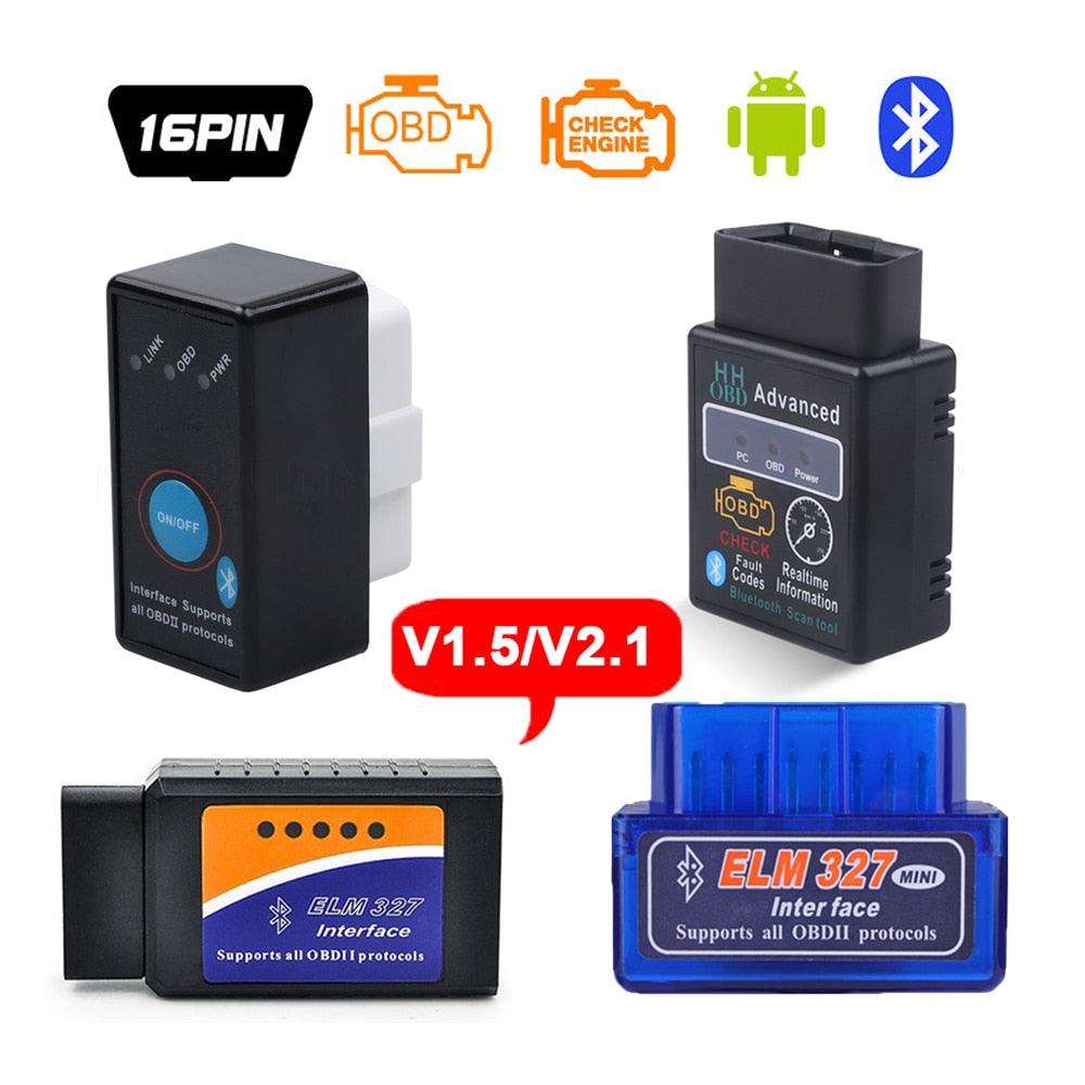 Elm327 Bluetooth OBD2 V1.5 Elm 327 V 1.5 OBD 2 Car Diagnostic-Tool Scanner Mini Elm-327 OBDII Adapter Auto Diagnostic Tool - KinglyDay