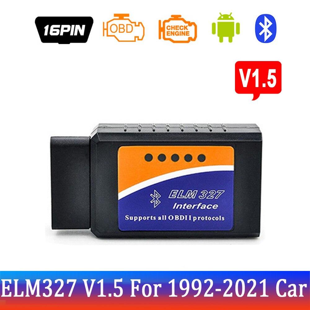 Elm327 Bluetooth OBD2 V1.5 Elm 327 V 1.5 OBD 2 Car Diagnostic-Tool Scanner Mini Elm-327 OBDII Adapter Auto Diagnostic Tool - KinglyDay