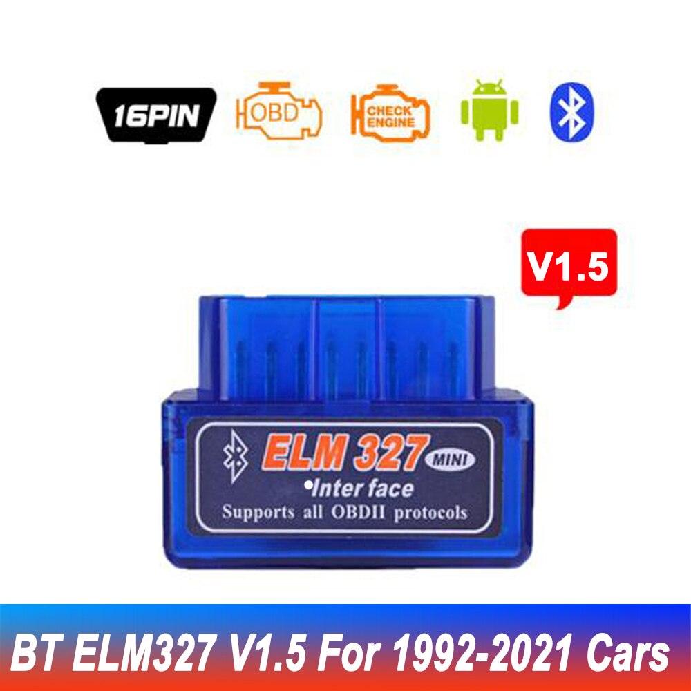 Elm327 Bluetooth OBD2 V1.5 Elm 327 V 1.5 OBD 2 Car Diagnostic-Tool Scanner Mini Elm-327 OBDII Adapter Auto Diagnostic Tool - KinglyDay