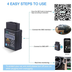 Elm327 Bluetooth OBD2 V1.5 Elm 327 V 1.5 OBD 2 Car Diagnostic-Tool Scanner Mini Elm-327 OBDII Adapter Auto Diagnostic Tool - KinglyDay