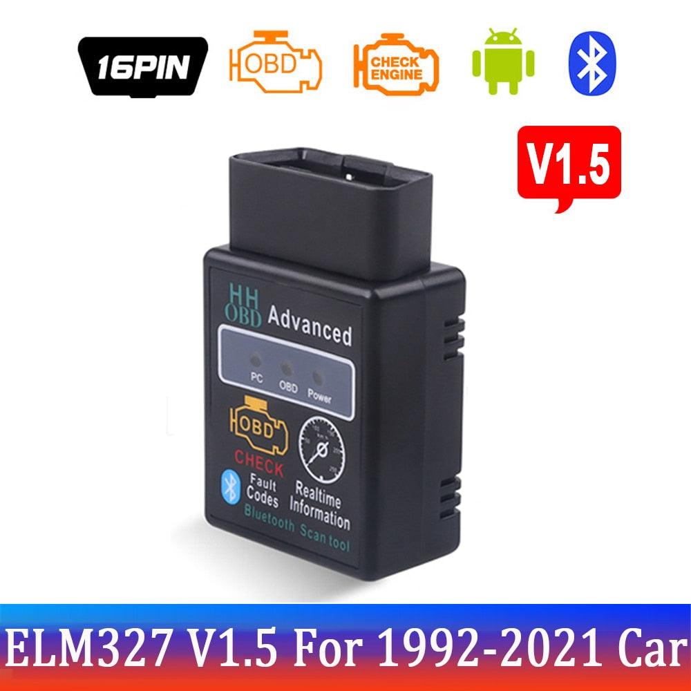 Elm327 Bluetooth OBD2 V1.5 Elm 327 V 1.5 OBD 2 Car Diagnostic-Tool Scanner Mini Elm-327 OBDII Adapter Auto Diagnostic Tool - KinglyDay