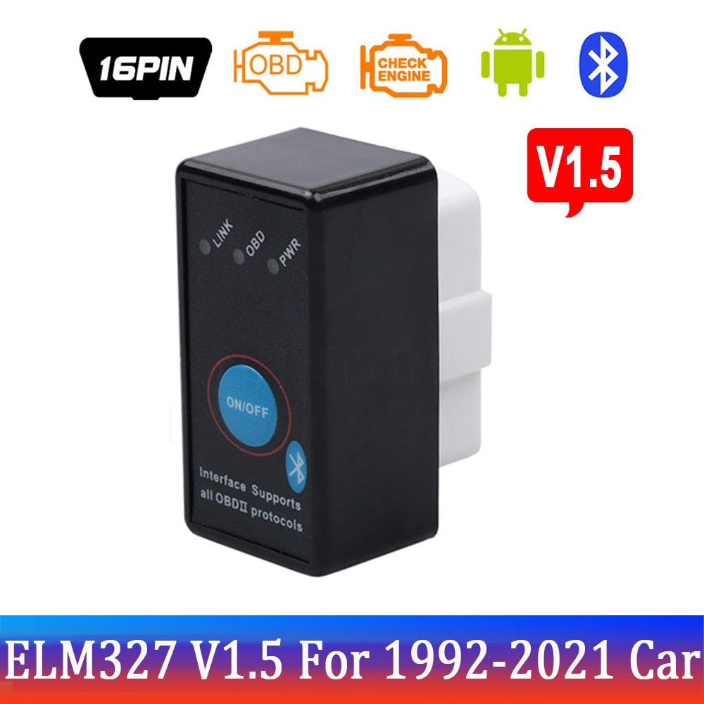 Elm327 Bluetooth OBD2 V1.5 Elm 327 V 1.5 OBD 2 Car Diagnostic-Tool Scanner Mini Elm-327 OBDII Adapter Auto Diagnostic Tool - KinglyDay