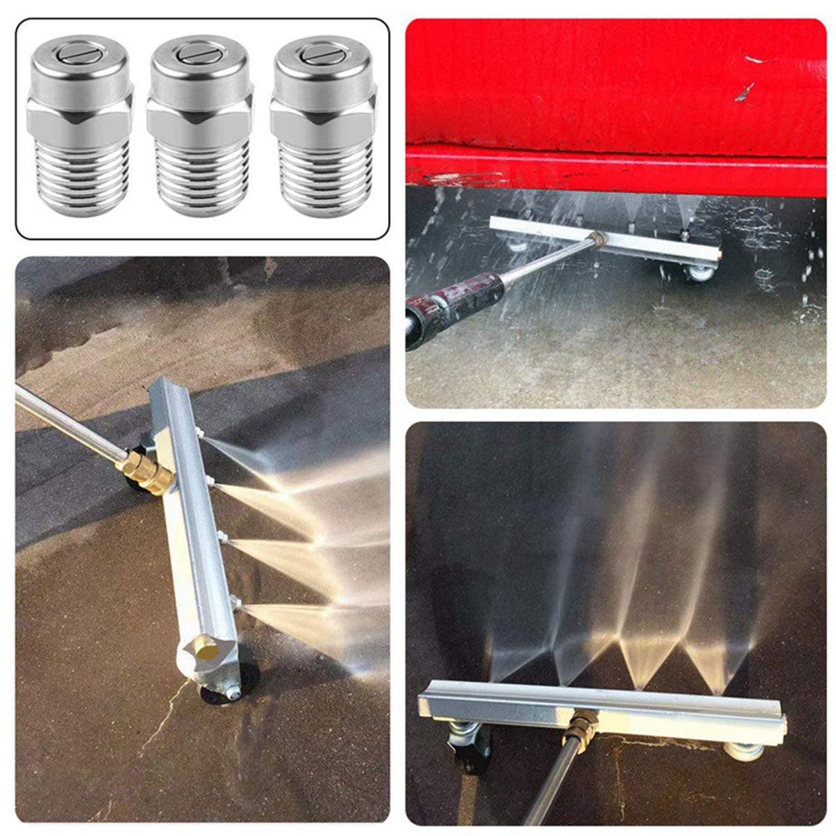 For Water Broom Undercarriage Cleaner Dust Cleaner 4Pcs Pressure Washer Nozzle Thread Type Stainless Steel Spray Nozzle 4500 PSI - KinglyDay