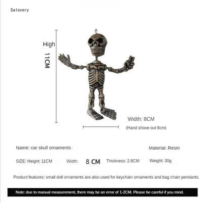 Funny Car Accessories Interior Creative Skull Car Pendant DIY Pendant Resin Accessories Halloween Funny Rearview Mirror Decor - KinglyDay