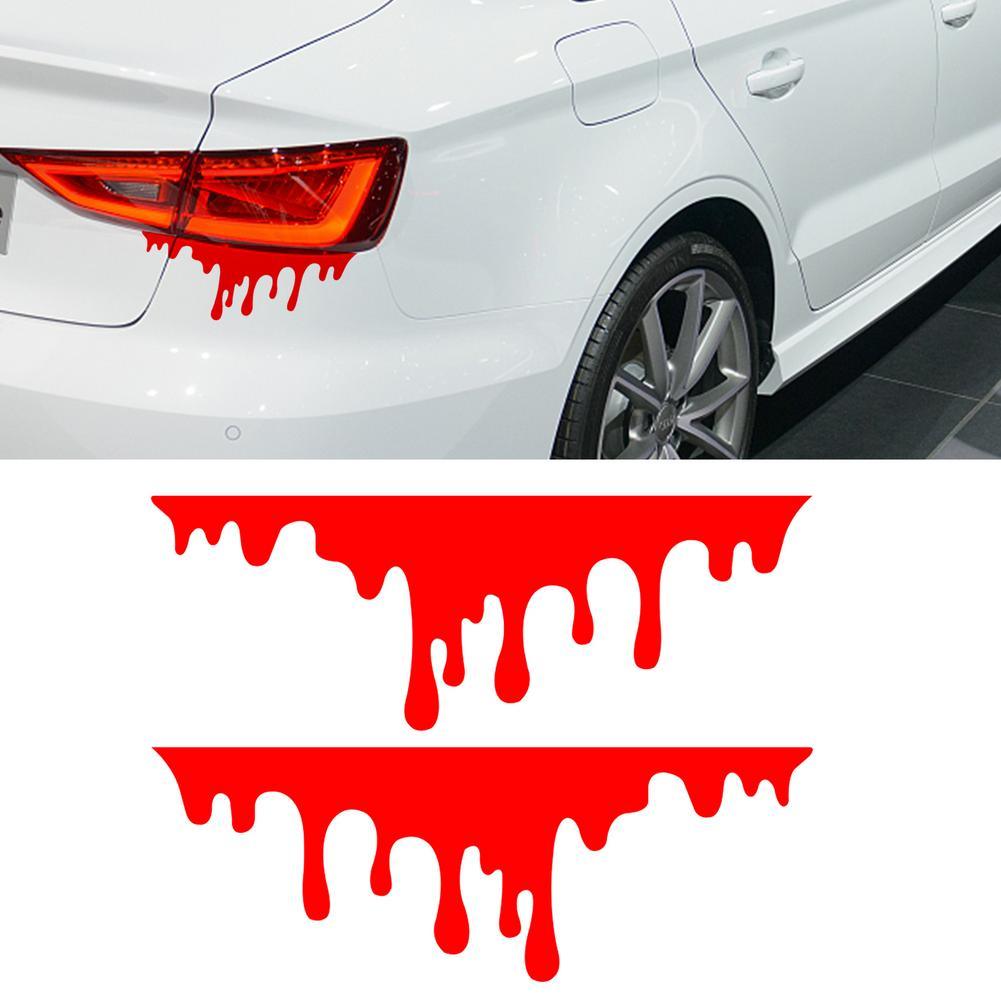 14X5cm Car Red Blood Drips Stickers Auto Halloween Theme Styling Decorative Glass Car Headlight Sticker Waterproof Bumper Decals - KinglyDay