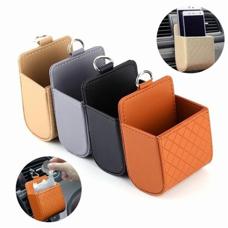 Car Outlet Vent Seat Back Tidy Storage Box PU Leather Coin Bag Case Pocket Organizer Hanging Holder Pouch Automobile Accessories - KinglyDay