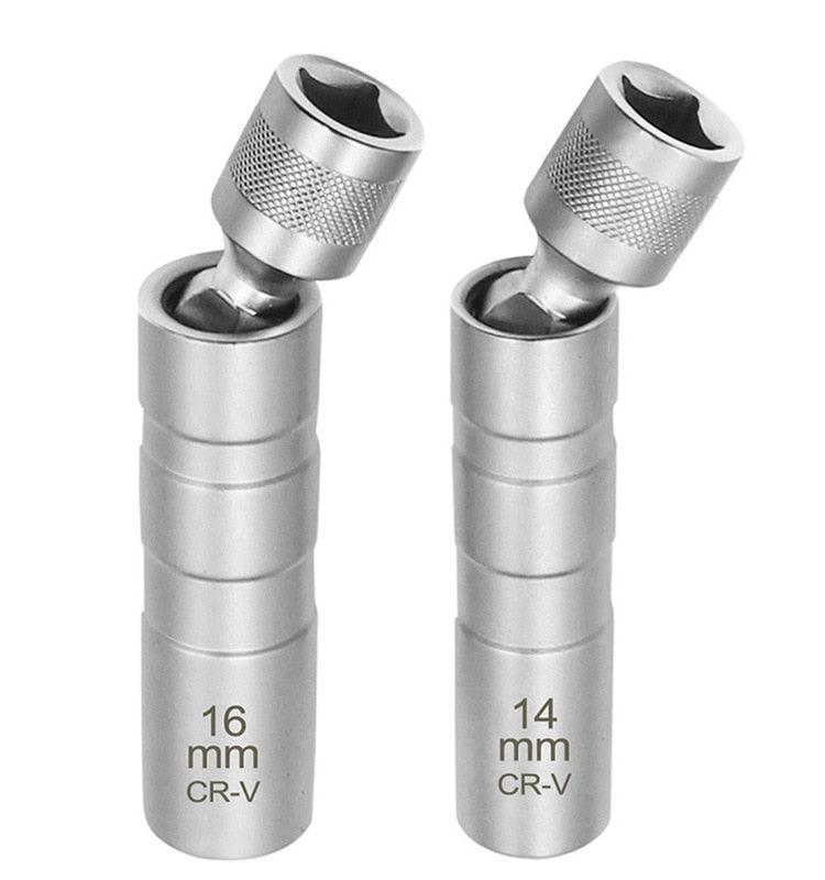 Socket Wrench Magnetic 12 Angle Repairing Removal Tool Thin Wall 3/8" Drive Sockets for 14/16mm Spark Plug - KinglyDay