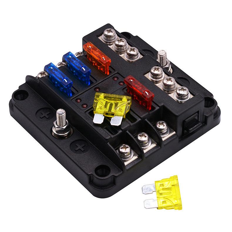 Car Boat Fuse Box Holder With 6 Ways 12 Ways Blade Fuse Holder Block & Warning Indicator 12V 36V Power Distribution Panel Board - KinglyDay