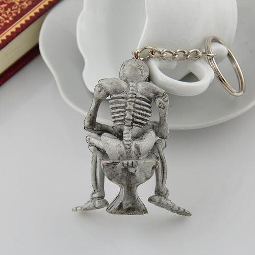 Creative Skull Toilet Purse Rubber Keychain Keyring Cool Car Interior Decorations Accessories Charm Pendant Halloween Gifts - KinglyDay