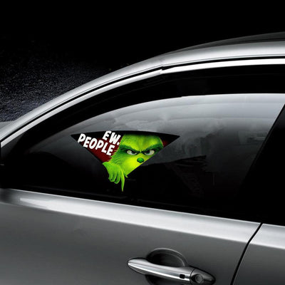 3D Green Haired Monster Christmas Car Cracked Car Decal Sticker Waterproof Easy Install PVC Vinyl Home Decoration - KinglyDay