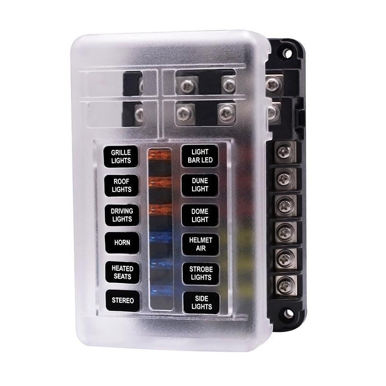 Car Boat Fuse Box Holder With 6 Ways 12 Ways Blade Fuse Holder Block & Warning Indicator 12V 36V Power Distribution Panel Board - KinglyDay