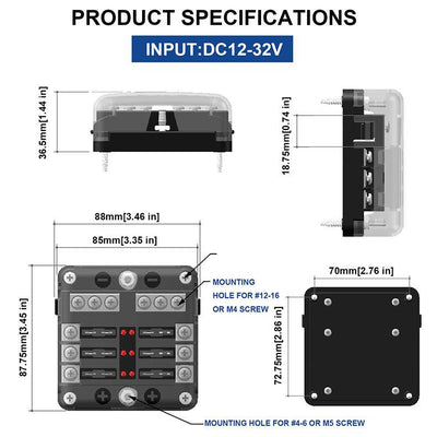 Car Boat Fuse Box Holder With 6 Ways 12 Ways Blade Fuse Holder Block & Warning Indicator 12V 36V Power Distribution Panel Board - KinglyDay