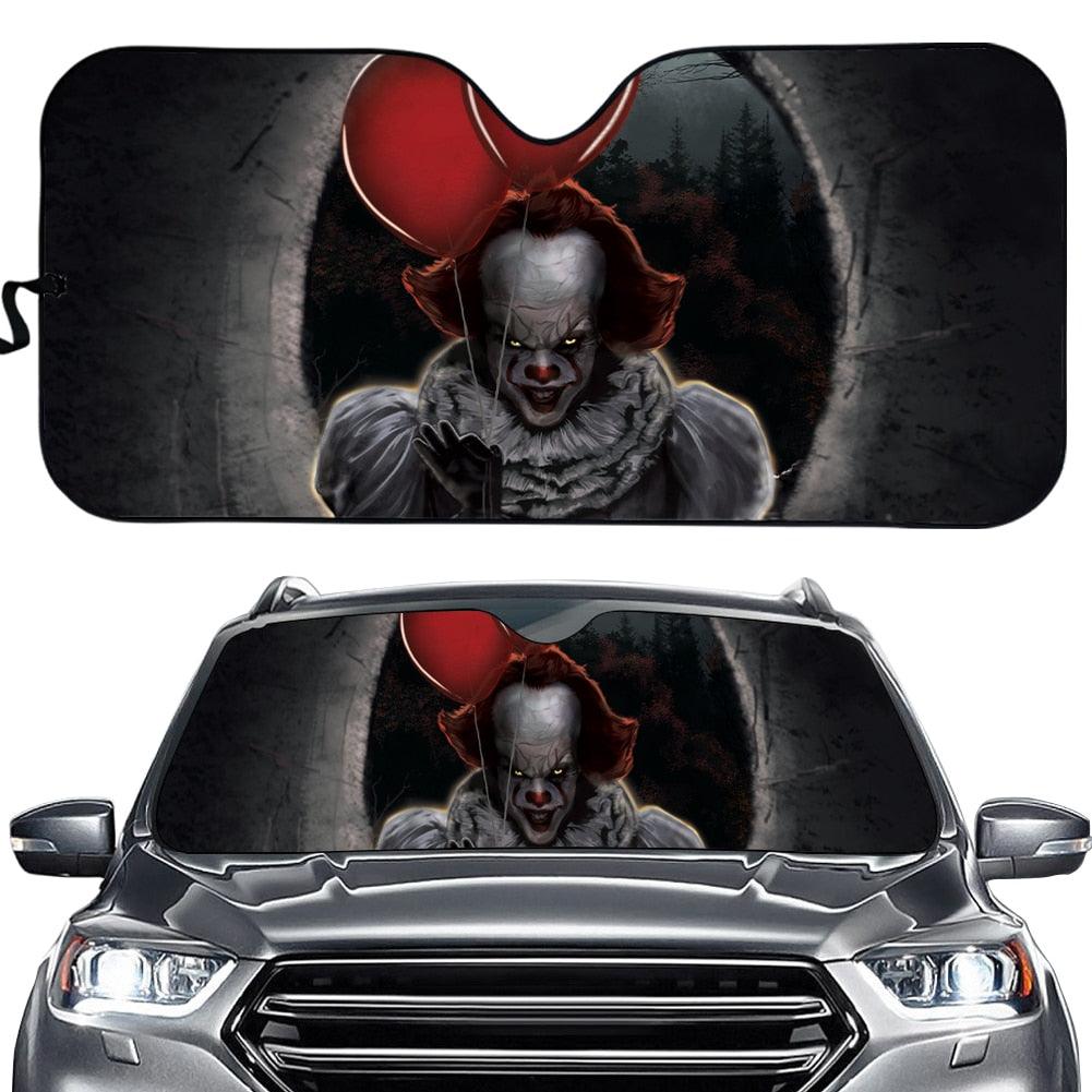 Halloween Gift 3D Cool Horror Movies Design Print Protect Car Interior Front Windshield Sunshade Foldable Sun Shade for SUV Cars - KinglyDay