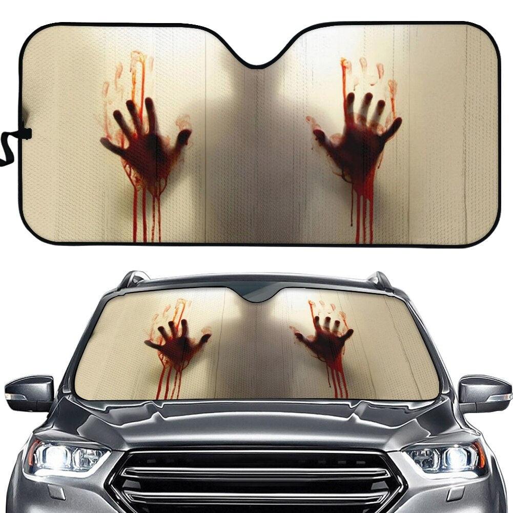 Halloween Gift 3D Cool Horror Movies Design Print Protect Car Interior Front Windshield Sunshade Foldable Sun Shade for SUV Cars - KinglyDay