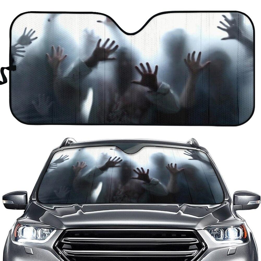 Halloween Gift 3D Cool Horror Movies Design Print Protect Car Interior Front Windshield Sunshade Foldable Sun Shade for SUV Cars - KinglyDay