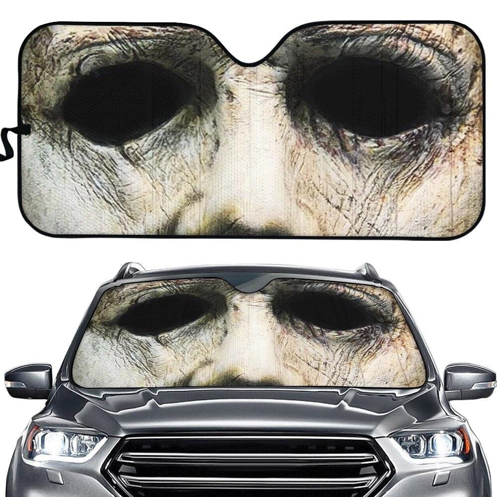 Halloween Gift 3D Cool Horror Movies Design Print Protect Car Interior Front Windshield Sunshade Foldable Sun Shade for SUV Cars - KinglyDay