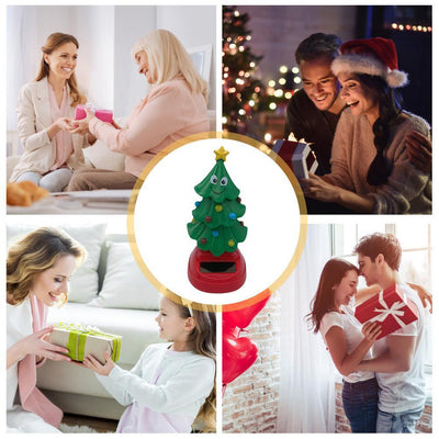 Innovative Solar Head Shaking Tree Electric Swing Christmas Tree Car Ornament Toys For Car Dashboard Decor Accessories - KinglyDay