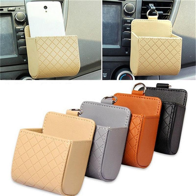 Car Outlet Vent Seat Back Tidy Storage Box PU Leather Coin Bag Case Pocket Organizer Hanging Holder Pouch Automobile Accessories - KinglyDay