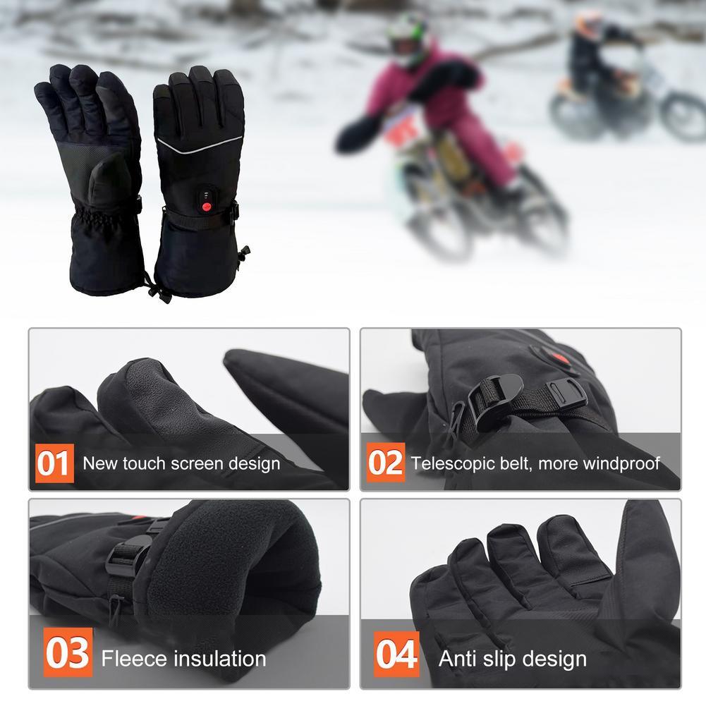 Heated Gloves & Winter Gloves ,Motorcycle Gloves,3 Heating Levels Waterproof & Rechargeable Touch Screen Heated Gloves - KinglyDay