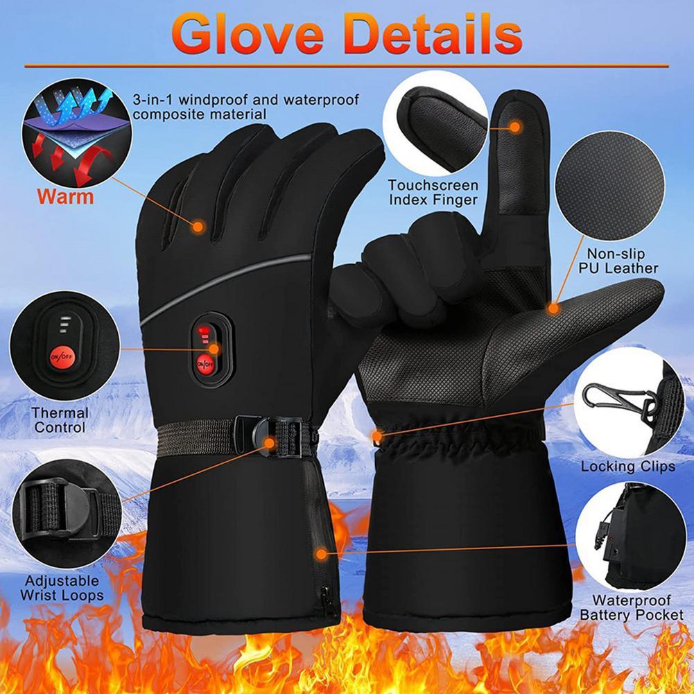 Heated Gloves & Winter Gloves ,Motorcycle Gloves,3 Heating Levels Waterproof & Rechargeable Touch Screen Heated Gloves - KinglyDay