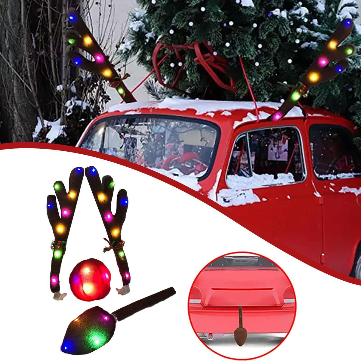 LED Illuminated Antlers Car Decoration Cute Christmas Decor Three Lighting Modes Christmas Supplies Car Reindeer Antlers Doffer - KinglyDay