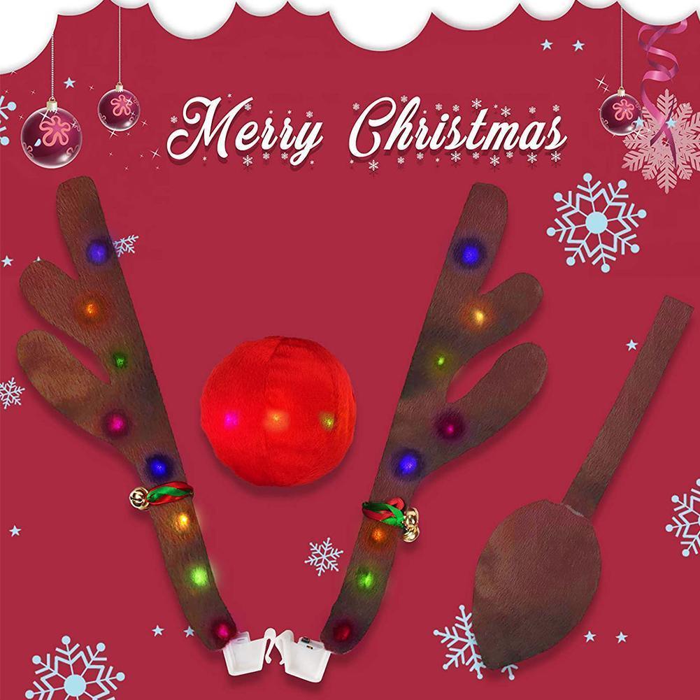 LED Illuminated Antlers Car Decoration Cute Christmas Decor Three Lighting Modes Christmas Supplies Car Reindeer Antlers Doffer - KinglyDay