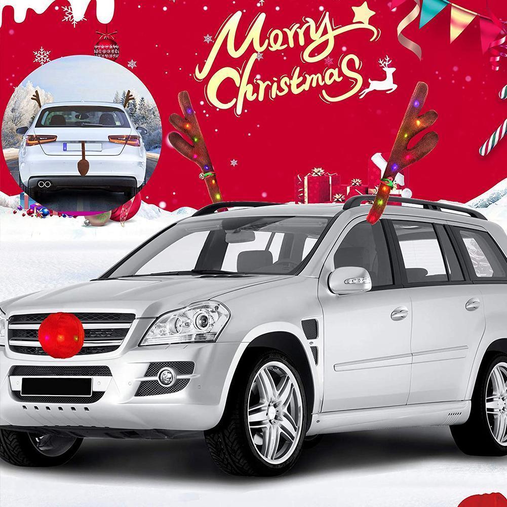 LED Illuminated Antlers Car Decoration Cute Christmas Decor Three Lighting Modes Christmas Supplies Car Reindeer Antlers Doffer - KinglyDay