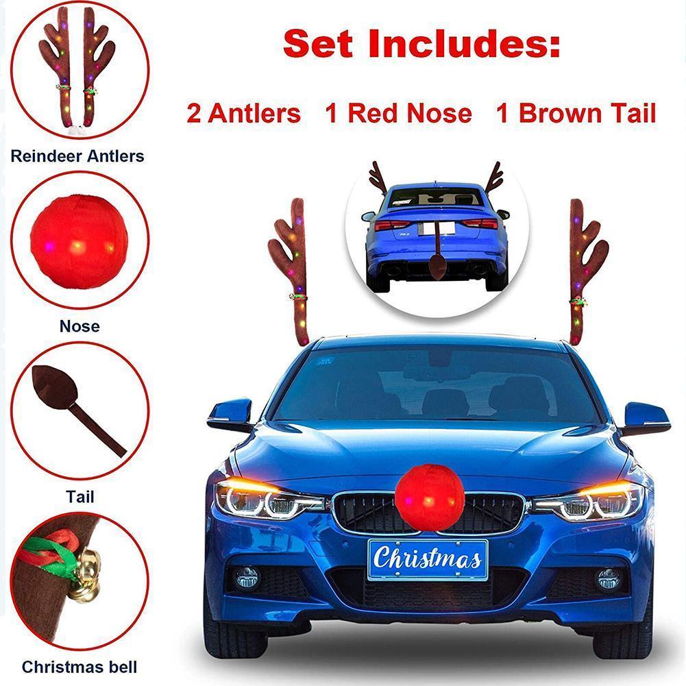 LED Illuminated Antlers Car Decoration Cute Christmas Decor Three Lighting Modes Christmas Supplies Car Reindeer Antlers Doffer - KinglyDay