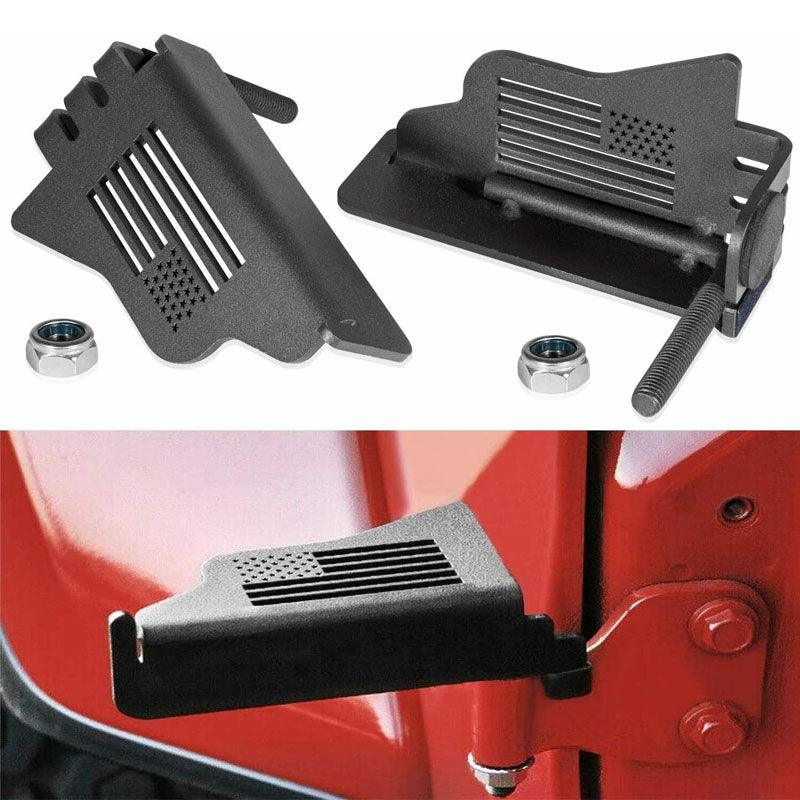 2 Pcs Metal Front Door Foot Pegs Rest Pedals Fit for Jeep Wrangler JK JKU JL JLU 2007-2020 & Jeep Gladiator JT 2021(U.S. Flag Style) - KinglyDay