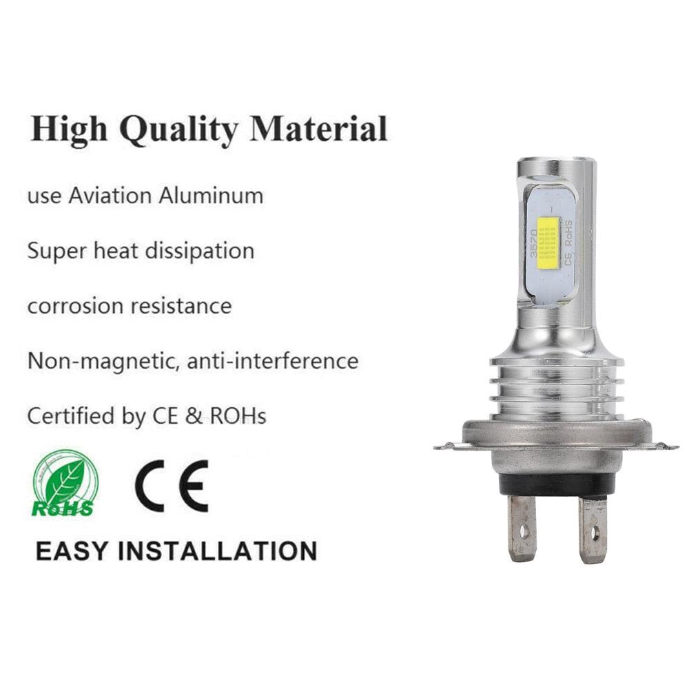 LED CSP Mini H7 LED Lamps For Cars Headlight Bulbs H4 led H8 H11 H6 Fog Light HB3 9005 HB4 Ice Blue 8000K 3000K Auto 12V - KinglyDay