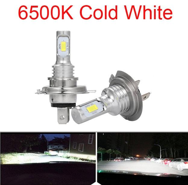 LED CSP Mini H7 LED Lamps For Cars Headlight Bulbs H4 led H8 H11 H6 Fog Light HB3 9005 HB4 Ice Blue 8000K 3000K Auto 12V - KinglyDay