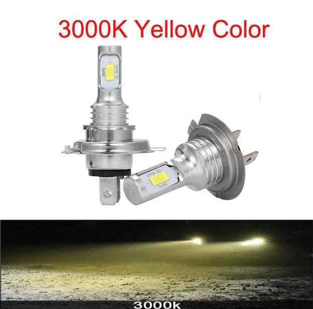 LED CSP Mini H7 LED Lamps For Cars Headlight Bulbs H4 led H8 H11 H6 Fog Light HB3 9005 HB4 Ice Blue 8000K 3000K Auto 12V - KinglyDay