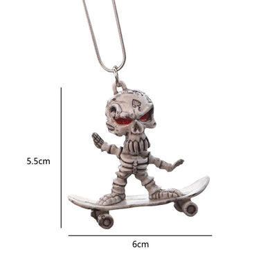 PVC Halloween Easter Motorcycle Skeleton Car Accessories Skateboard Skull Auto Rearview Mirror Pendant Creative Skull Decoration - KinglyDay