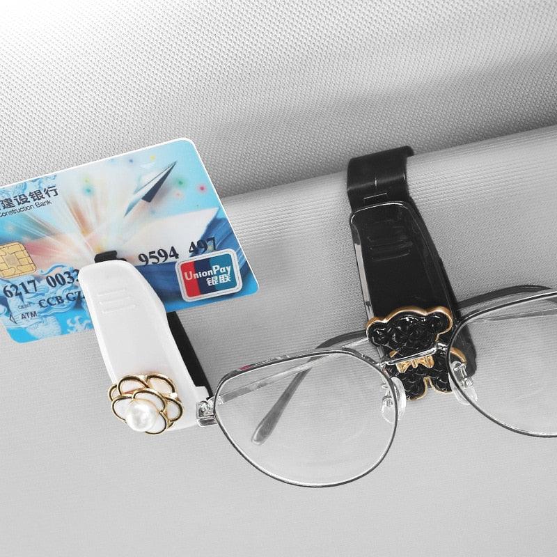 Portable Car Glasses Cases Ticket Card Clamp Car Sun Visor Sunglasses Holder ABS Eyeglasses Sunglass Holder - KinglyDay