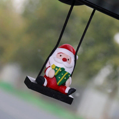 Resin Ladder Swing Santa Claus Car Decorations Car Rearview Mirror Christmas Tree Decorations Auto Christmas Gifts Accessories - KinglyDay