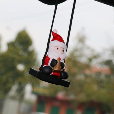 Resin Ladder Swing Santa Claus Car Decorations Car Rearview Mirror Christmas Tree Decorations Auto Christmas Gifts Accessories - KinglyDay