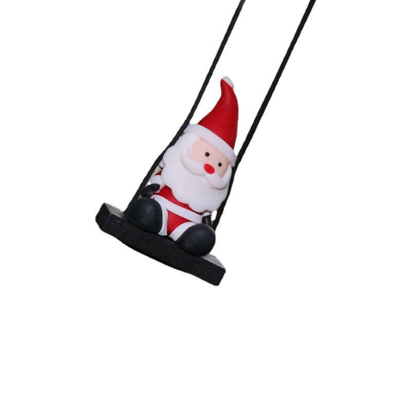 Resin Ladder Swing Santa Claus Car Decorations Car Rearview Mirror Christmas Tree Decorations Auto Christmas Gifts Accessories - KinglyDay