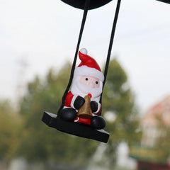 Resin Ladder Swing Santa Claus Car Decorations Car Rearview Mirror Christmas Tree Decorations Auto Christmas Gifts Accessories - KinglyDay