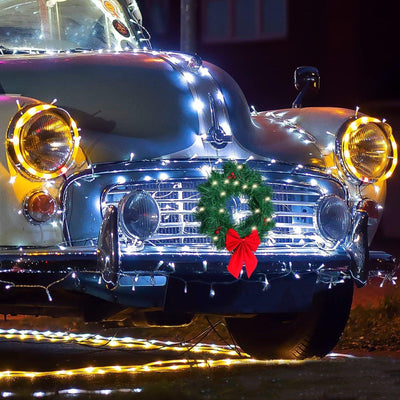 Christmas Wreath For Car Christmas Car Wreath Accessories Christmas Decor Easily Mounts To Car Or Truck Front Grille - KinglyDay