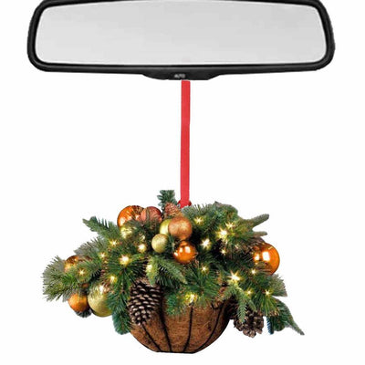 Wreath Christmas Tree Decorations Christmas Tree Wooden Pendant Hanging Ornaments Mini Pendant For Wall Window Tree Car Rearview - KinglyDay