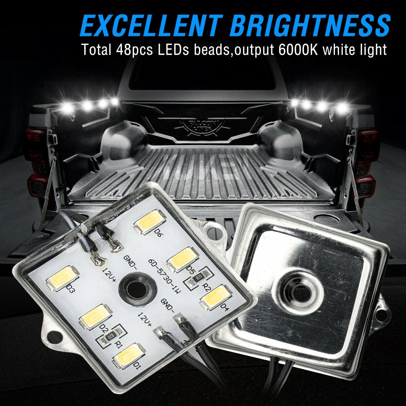 8Pcs Car LED Lights 6000K Truck Bed Lighting 5630 48 SMD LEDs Light Waterproof For RV Boat Cargo Pickup For Toyota/Tundra/Chevy - KinglyDay