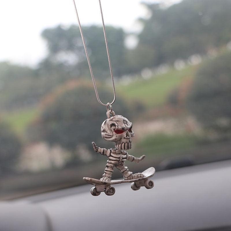 PVC Halloween Easter Motorcycle Skeleton Car Accessories Skateboard Skull Auto Rearview Mirror Pendant Creative Skull Decoration - KinglyDay