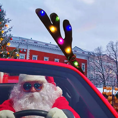 LED Illuminated Antlers Car Decoration Cute Christmas Decor Three Lighting Modes Christmas Supplies Car Reindeer Antlers Doffer - KinglyDay