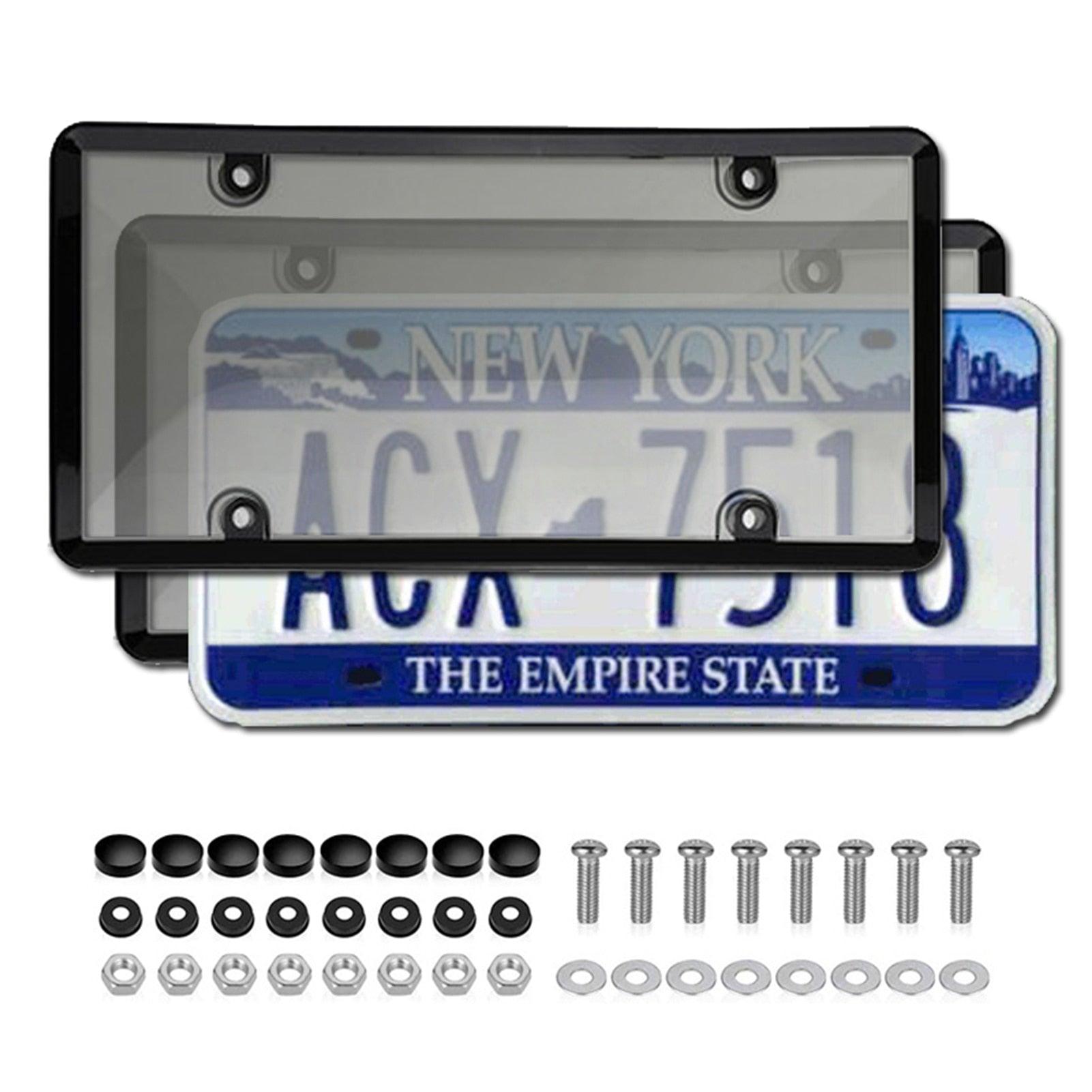 2pcs Universal 6"X12" American License Plate Frame Auto Accessory ABS Number Plate TAG Cover With Screws For Front Rear - KinglyDay