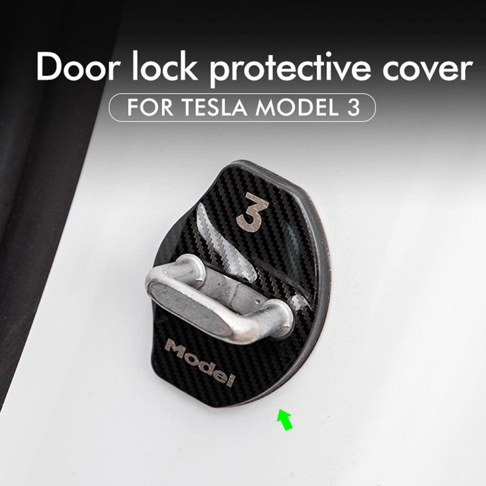 4Pcs Metal Car Door Lock Protect Buckle Covers Accessories For Tesla Model 3 Coil Roadster Model S Model Y Model X Decoration - KinglyDay